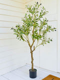 Artificial Olive Tree 120cm (47Ó) Ð Realistic Faux Olive Plant with Fruit, Rustic Farmhouse Porch Decor, Indoor Entryway Tree faux plants