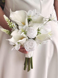 10inc Real Touch Artificial Wedding Flowers, Classic Rose & Lily Bouquet wedding flower