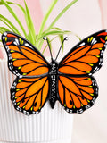 Stained Glass Butterfly Decoration Ð Orange Monarch Garden or Flower Pot Plant Stake house warming flower