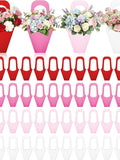 48 Pcs Flower Bouquet Holder Bulk with Handle Pink Red Florist Flower Gift Bags Floral Bouquet Boxes Packaging for Arrangements FLOWER DELIVERY