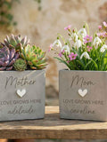 Personalized Concrete Planter, Custom Plant Pot For MOM, Engraved Succulent Pot, Mother's Day Gift for mum grandma,Minimalist Cement Planter ANNIVERSARY