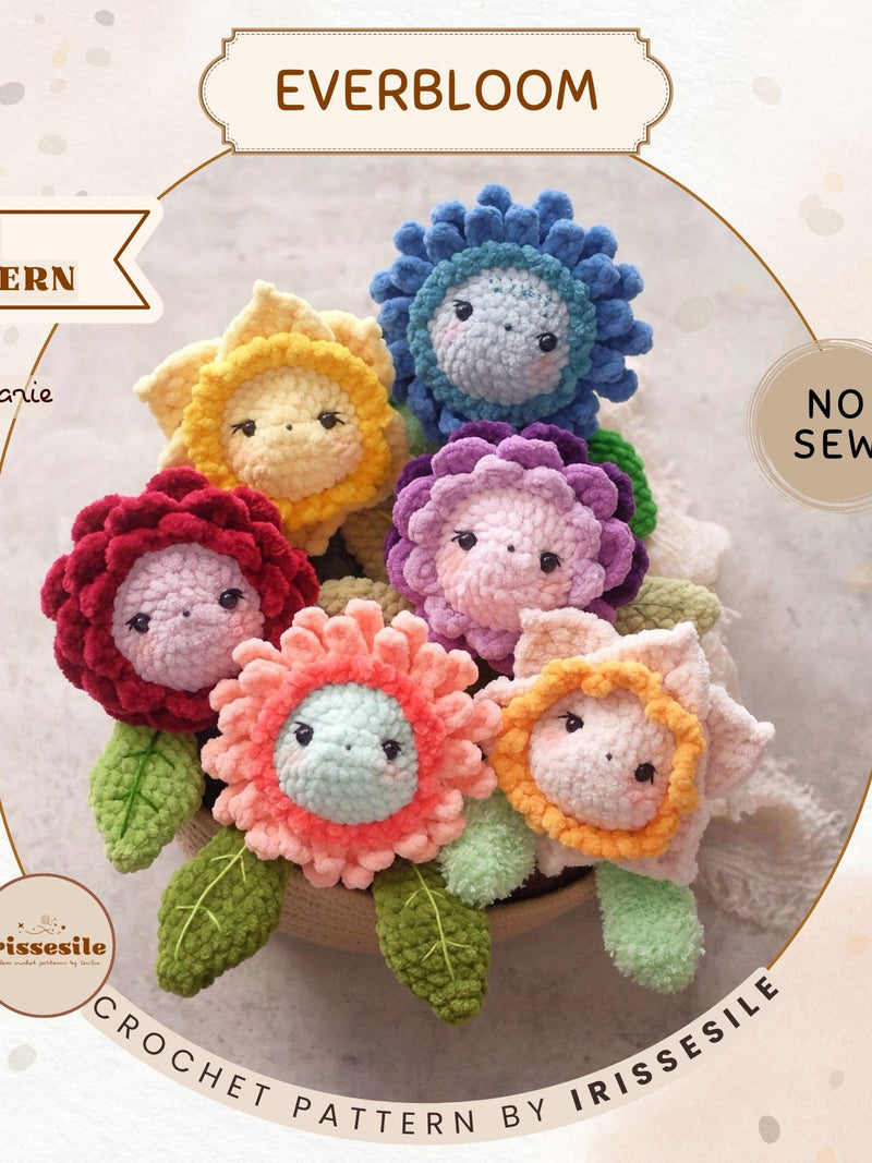Everbloom Crochet Flowers: 3 in 1 Pattern | Daffodil, Rose, Gerbera Amigurumi Flowers tutorial (English PDF) birthday flower