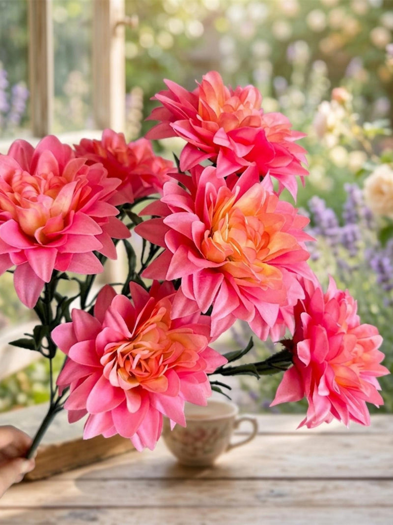 Artificial Dahlia Flower Bouquet, Silk Wedding Centerpiece, Home DŽcor Floral Arrangement silk flower