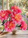 Artificial Dahlia Flower Bouquet, Silk Wedding Centerpiece, Home DŽcor Floral Arrangement silk flower