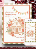 House Warming Invitation Template Editable Canva, Housewarming Party Invite Printable, Rustic Floral New Home Evite Cottagecore Gingham Card house warming flower