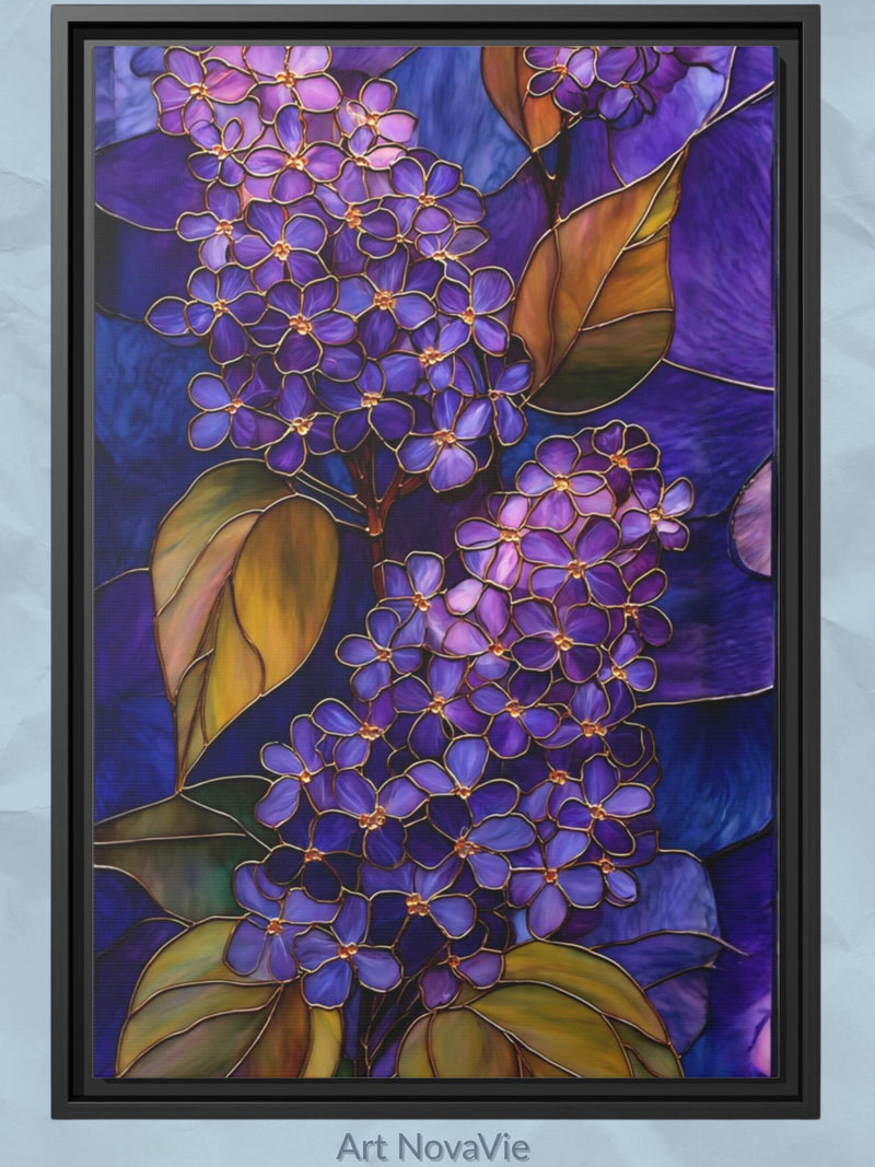 Lilac Flower Clusters Tiffany Stained Glass Art Deco Violet Wall Art Print house warming flower