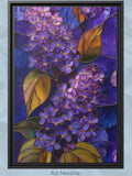 Lilac Flower Clusters Tiffany Stained Glass Art Deco Violet Wall Art Print house warming flower
