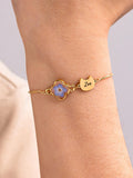 Custom Cat Name Forget Me Not Flower Bracelet, Cat Memorial Bracelet, Personalized Engraved Cat Name Jewelry, Cat Loss Gift for Cat Mom sympathy flower
