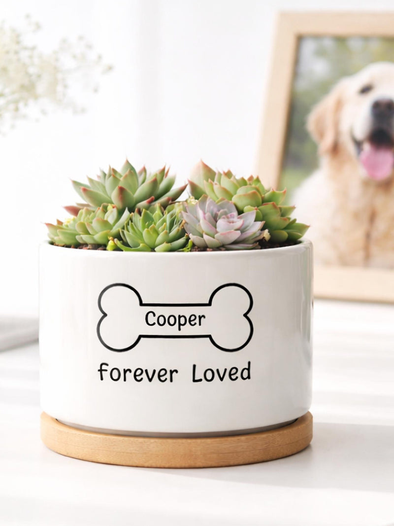 Personalized Pet Memorial Plant Pot, Custom Dog Name Flower Pot, Forever Loved Pet Loss Gift, Ceramic Plant Pot, Sympathy Gift for Dog Lover sympathy flower