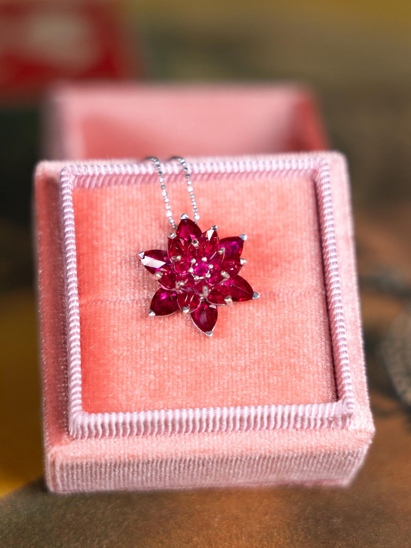 Garnet Lotus Necklace Gift for Mom Meaningful Gift for Her January Birthstone Necklace Birthday Gift Anniversary Jewelry, Lotus ANNIVERSARY
