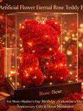 Artificial Rose Teddy Bear with LED Lights, Eternal Flower Gift Box ANNIVERSARY