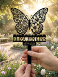Custom Butterfly Memorial Stake - Personalized Grave Marker - Floral Butterfly Sign - Sympathy Gift, Garden Memorial Decor sympathy flower
