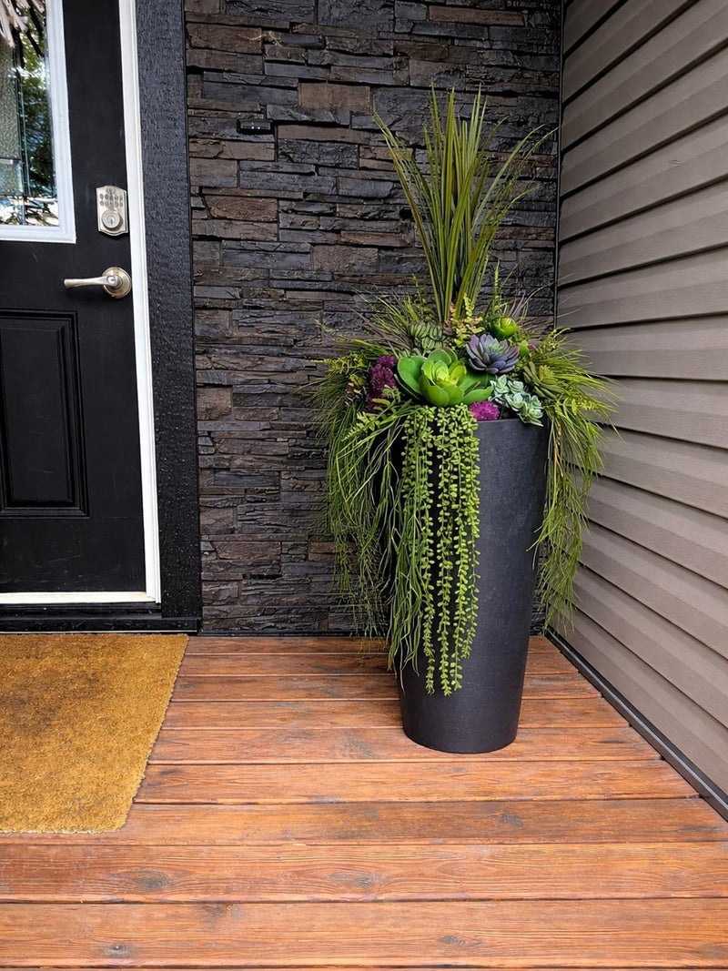 Artificial Purple Succulent Drop-in Planter, Modern Faux Urn Filler, Planters for Porch,  Summer Potted Faux Succulent Arrangement faux plants