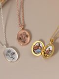 Locket Necklace With Birth Flower, Custom Engraved Bouquet Locket, Floral Photo Locket Necklace, Gifts for Christmas, Memorial Gifts for Mom ANNIVERSARY