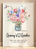 Personalized Birth Flower Bouquet Print, Grandma's Garden Wall Art, Custom Mother's Day Gift, Family Flower Bouquet Picture, Mom's Garden Bouquet