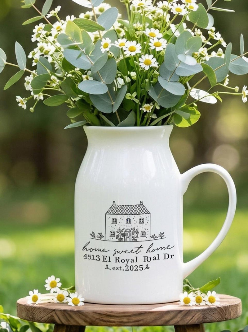 Personalized New Home Vase, Housewarming Gift For Couple, First Home Flower Vase, Moving Gift, Realtor Closing Gift, Home Sweet Home Decor house warming flower