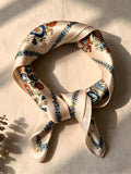 Bohemian 100% Mulberry Silk Scarf Spring Summer Silk Scarf Elegant Silk Handkerchief Headscarf Decorative Neck Scarf, Valentine's Day Gift silk flower