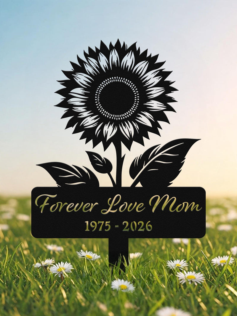 Personalized Sunflower Memorial Metal Stake, Custom Name Grave Marker, Outdoor Sympathy Tribute Decor sympathy flower