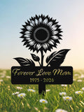 Personalized Sunflower Memorial Metal Stake, Custom Name Grave Marker, Outdoor Sympathy Tribute Decor sympathy flower