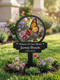 Butterfly Memorial Metal Sign, Flowers Garden Grave Marker, Personalized Sympathy Gift, Outdoor Decor sympathy flower