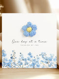 Crochet Flower Sympathy Card, Thinking Of You Card, Condolence Bereavement Card, Sorry For Your Loss Card, One Day at a Time, Forget me not sympathy flower