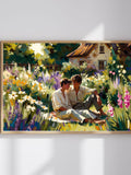 Gay Cottagecore Couple In Flower Garden Romantic Summer Love Art Print Digital Download Love Romance Flower