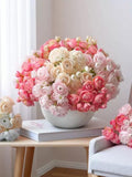 24 heads ( 6pcs ) Silk Mini Ranunculus Bouquet , Artificial Faux Flower Bouquet in 17 colors silk flower