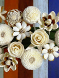 20 Sola Diffuser Flowers mix of Jasmine, Rose, Zinnia, Lotus, Dianthus, Rangoon-Creeper with options of Mai-Nga or Rattan Reeds. flower spore