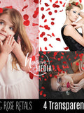 4 Transparent PNG Rose Flower Petals Falling Overlays - For a Romance or Wedding Effect Love Romance Flower