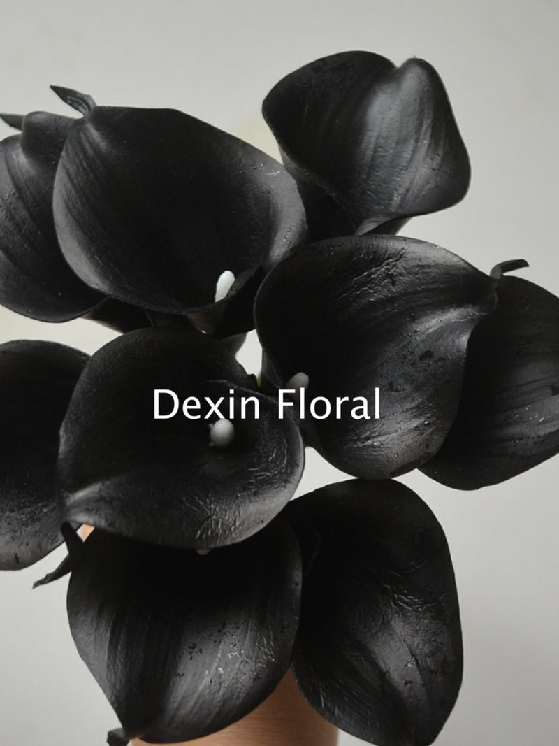 Black Calla Lilies Centerpieces Black Real Touch Flowers DIY Silk Wedding Bouquets, Centerpieces, Wedding Decorations, 9pcs/set silk flower