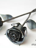 Intertwined Steel Roses: Anniversary Metal Flower Sculpture ANNIVERSARY