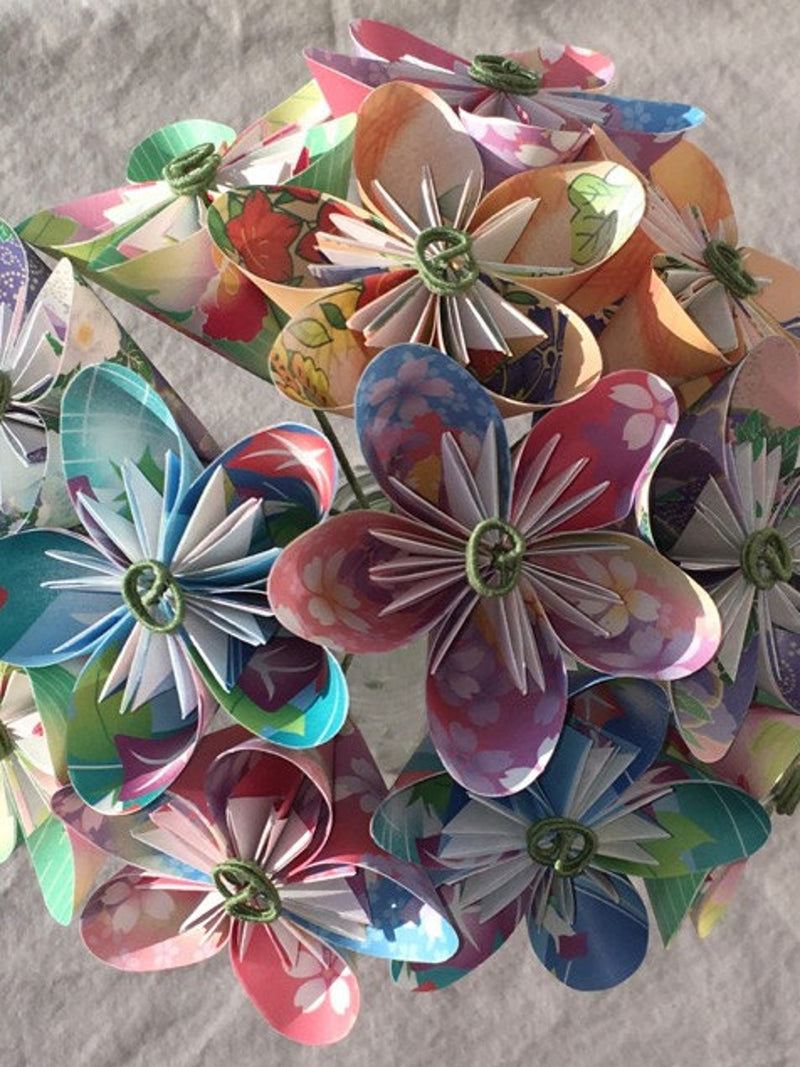 Origami Paper Flower Bouquet in Floral Patterns sympathy flower