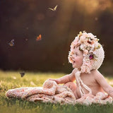 Flower Bonnet, Floral Bonnet, Garden Bonnet, Sitter Bonnet, Baby hat, Baby Photo Prop, Newborn Photo Prop, Knit Baby Bonnet, Baby Hat
