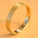 Gold Flower Of Life Ring, Flower of Life Wedding Band, Boho Wedding Ring, Boho Wedding Band,Flower-of-Life Ring,Gold Yoga Ring, Melchizedek