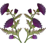 Pair of Purple Thistle Flower Patches Iron Sew On Shirt Bag Flowers Patch Badge
