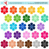 Rainbow Flowers Clipart Set - flower clip art, floral, rainbow flower, Spring flowers - Instant Download, Personal Use, Commercial Use, PNG