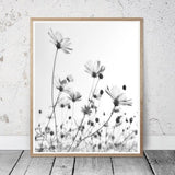 flowers print, black and white photography, flower wall art, minimal wall decor, botanical print, digital download, modern art, nature photo