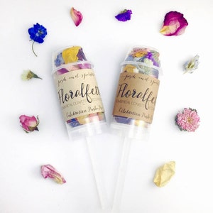 Biodegradable flower confetti poppers set of 3 clear push tubes with floral confetti