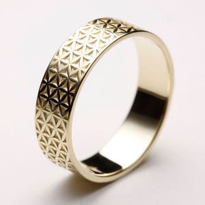 Flower of Life Ring, Flower of Life Wedding Ring, Flower of Life Band, Gold Flower of Life, Seed of Life Ring, Zen Ring, Gold Flower Ring