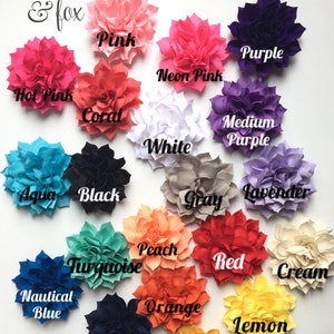 Dog collar flower accessory with layered fabric flower, assorted colors