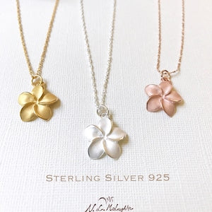 Plumeria flower pendant necklace with sterling silver 925 charm