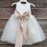 White Flower Girl dress bow sash pageant petals wedding bridal children bridesmaid toddler elegant sizes 6-9m 12-18m 2 4 6 8 10 12 14 #302t