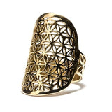 Flower Of Life Ring Brass Sacred Geometry Ring, Yoga Jewellery,  Tribal Jewellery Gift Boxed + Gift Bag , Free UK Delivery D2