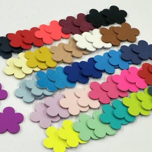 Mixed-color genuine leather flower die-cuts, multiple small petal shapes
