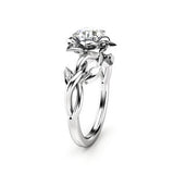 Lab Diamond Engagement Ring Flower Engagement Ring Nature Inspired Ring Solitaire Grown Diamond Ring
