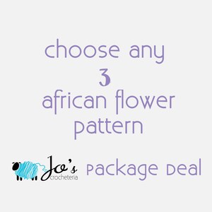 Crochet pattern package deal for African flower patterns by Jo's Crocheteria