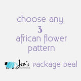 Choose any 3 African Flower Crochet Patterns by Jo's Crocheteria