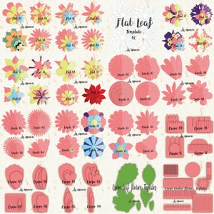 Paper flower template SVG sheet with multiple giant flower designs and cutout parts