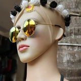 Mannequin Head, wearing yellow sunglasses, flower head band & bikini top, Instant Download Photo, DIY print. Goa, India.Fine Art