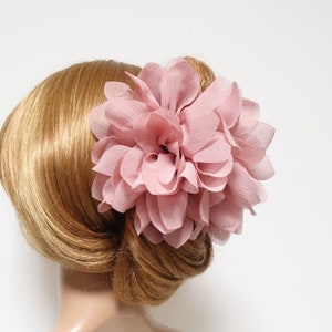 Chiffon petal flower hair claw clip with large light pink petals